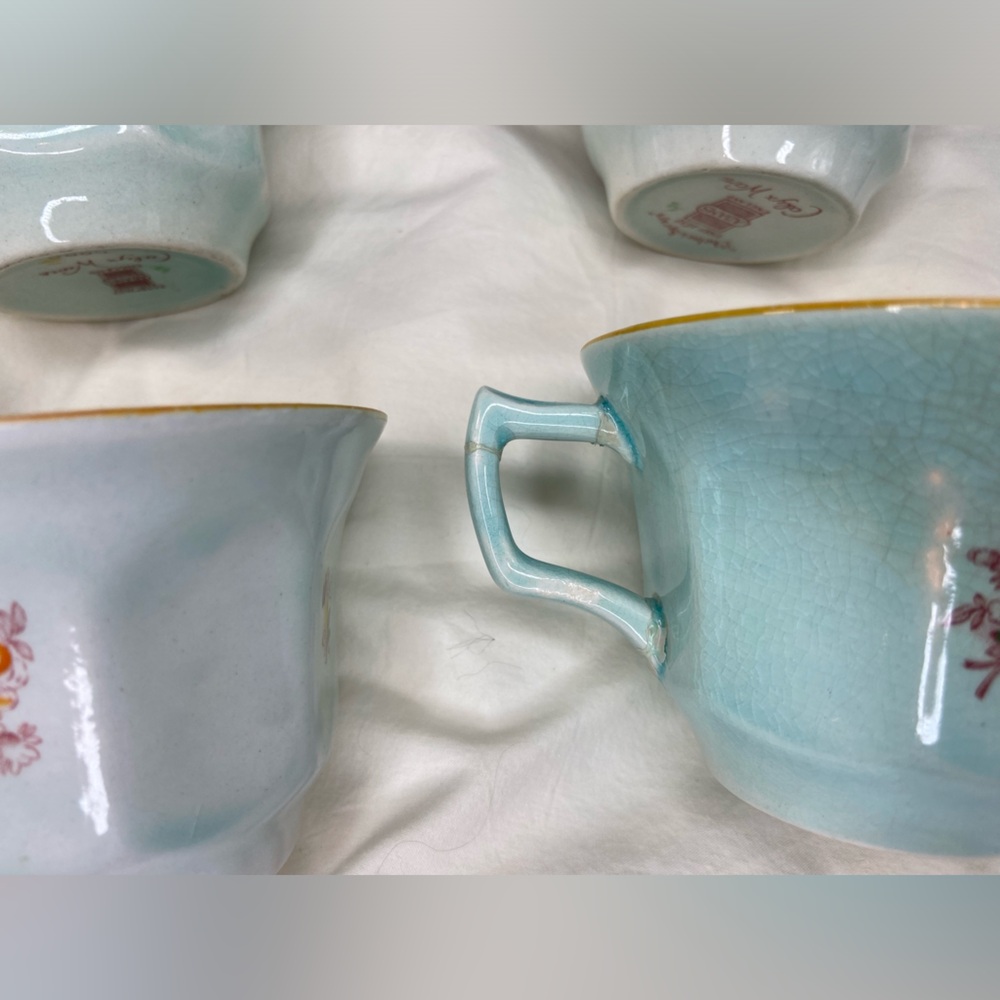 Adams Calyx Ware Tea Cups Saucers Creamer chips and stains Arts & Crafts - Picture 6 of 13